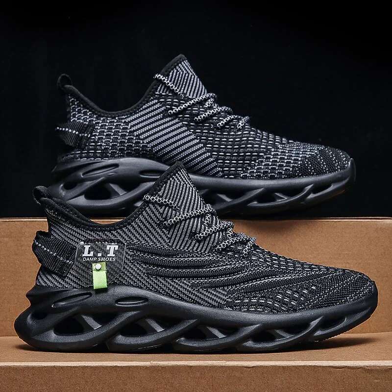 Men Sports Running Jogging Shoes Casual Sneakers Outdoor Breathable Mesh Women Light Shock-absorption Black Tennis