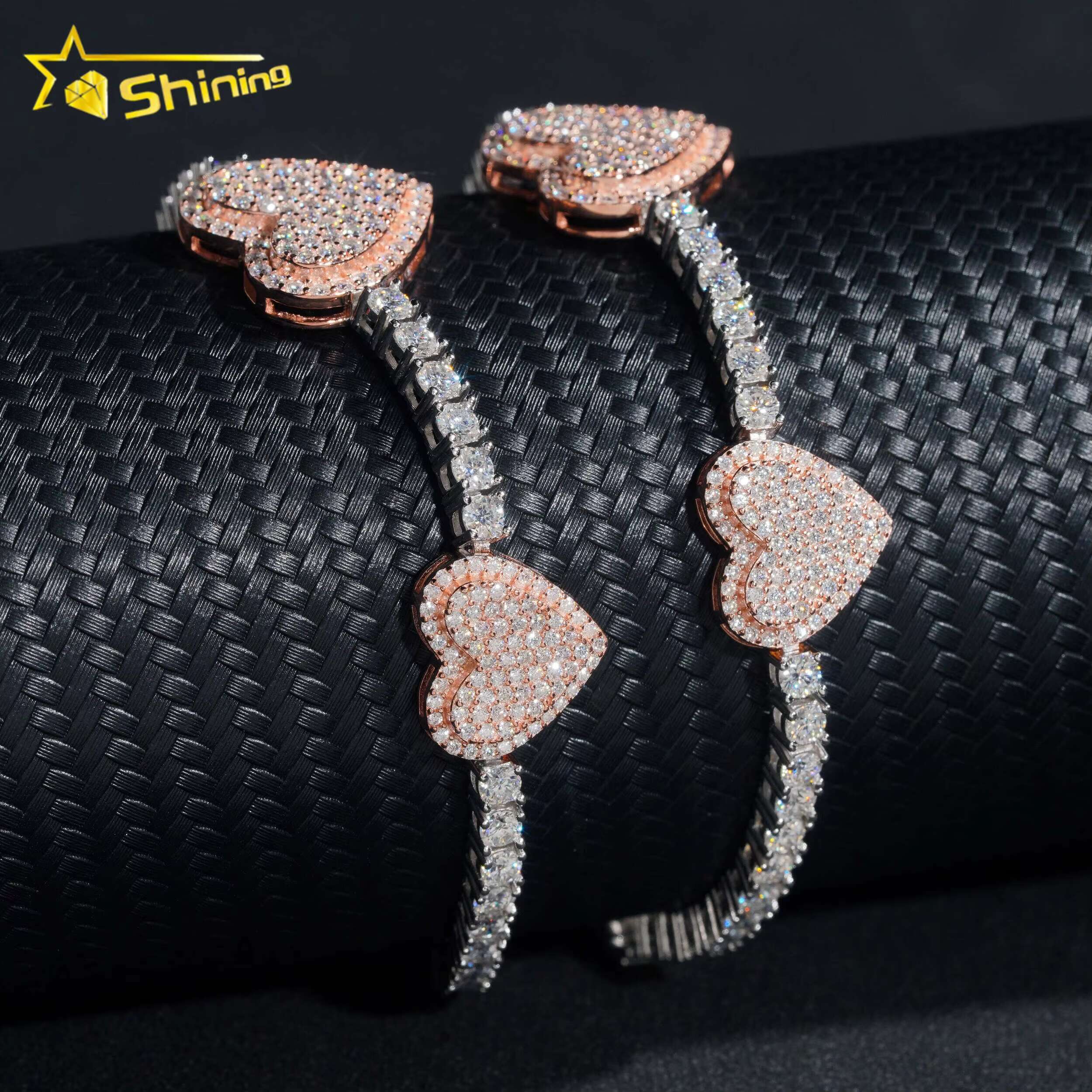 Fast Delivery Hot Sale Heart Bracelets 925 Sterling Silver Pass Diamond Tester GRA Certified VVS Moissanite Tennis Bracelets