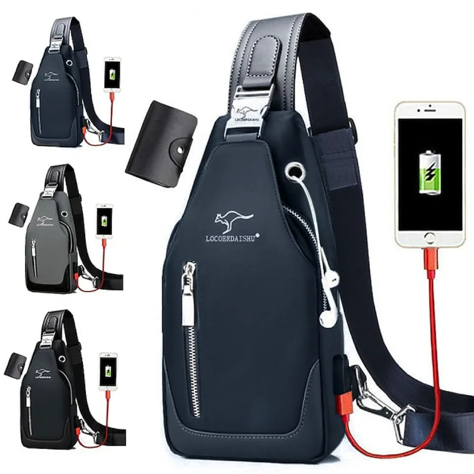 Mens Chest Bag Fashion Korean Leisure Sports Waterproof Oxford Cross Body Shoulder Messenger 250326