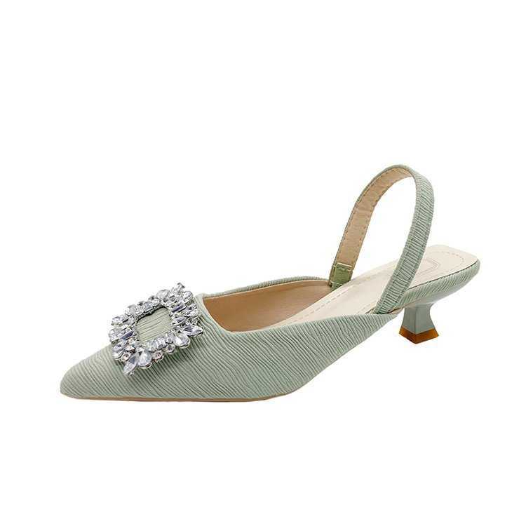 Sandals Womens New Fairy French Gentle Water Diamond Pointed Rear Tripping Strap Thick Follow Up Shoes