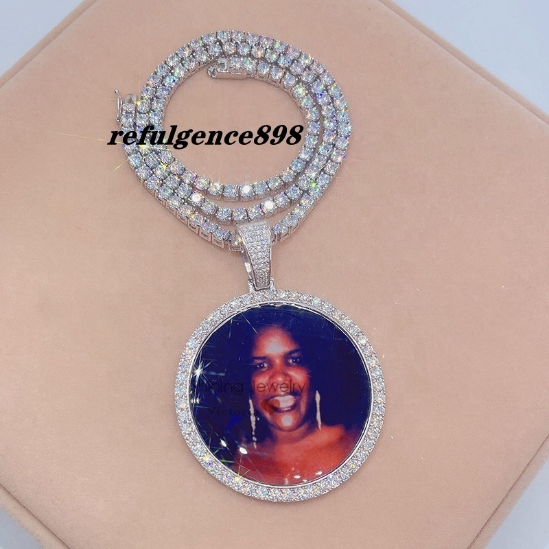 Sterling Silver Iced Out Hip Hop Moissanite Diamond Picture Frame Memory Pendant