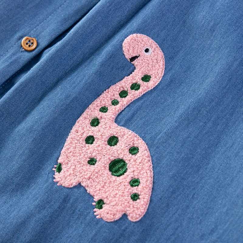 Little Maven Childrens Clothing Baby Girls Childrens Clothing 2025 New Summer Cotton Embroidered Dinosaur Cowboy Dress W250326