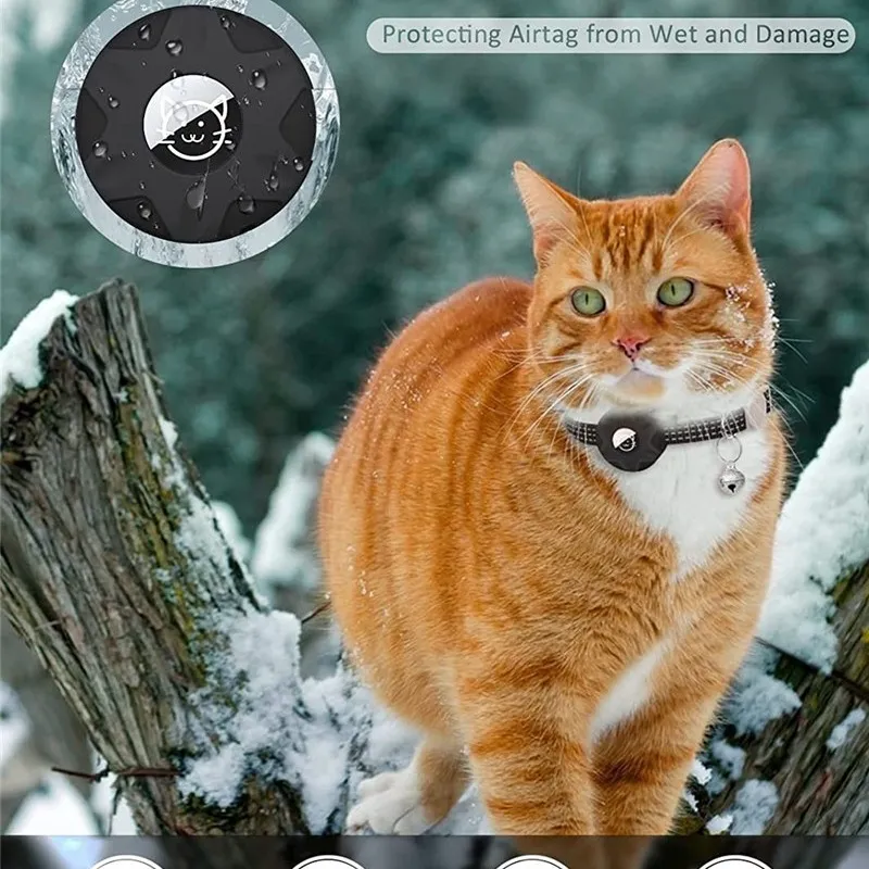 Reflective cat collar detachable Apple air tag cat GPS cat collar with AirTag bracket and bell lightweight tracker dog