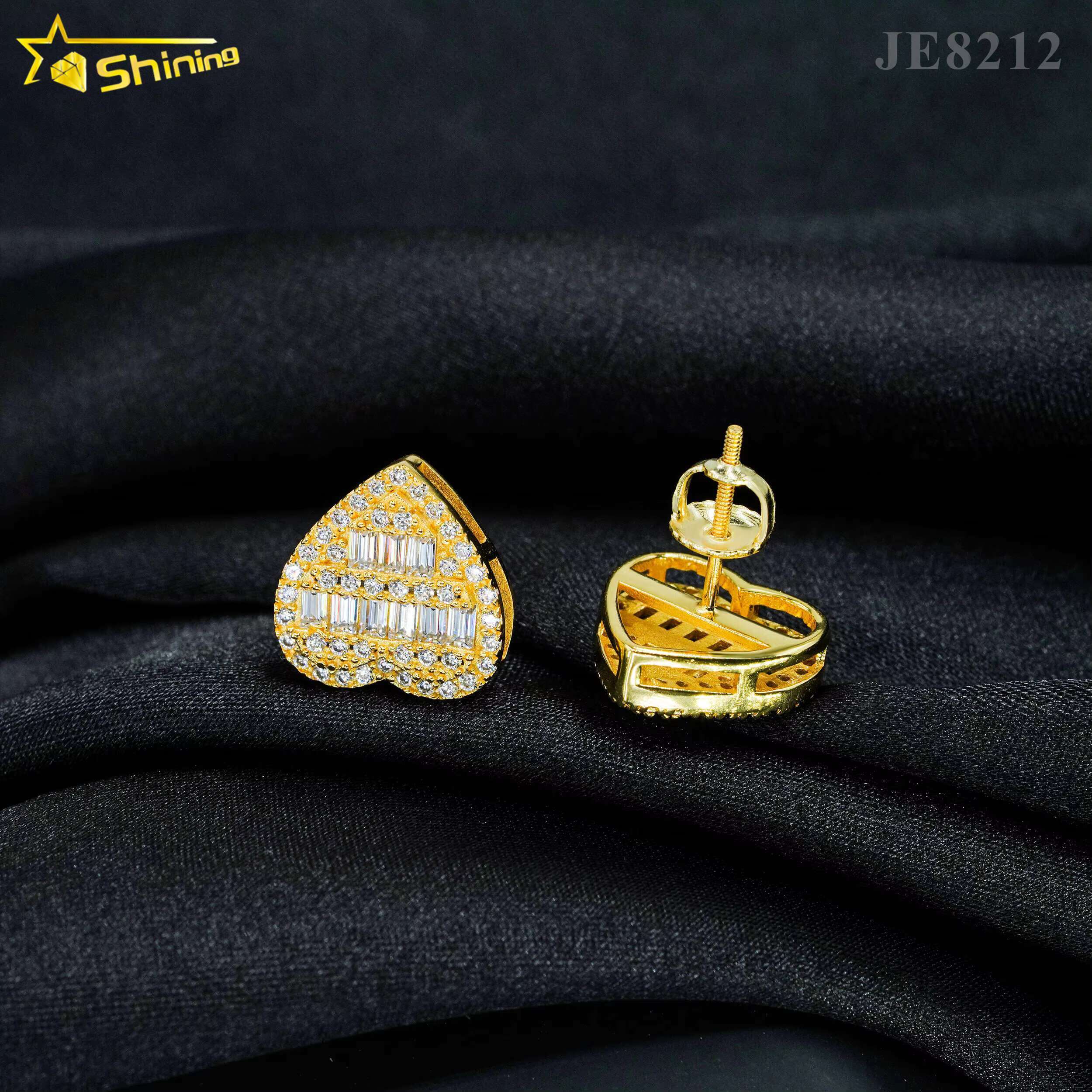 Luxury Jewelry 925 Sterling Silver Earrings Shining Moissanite Diamond Stud Earrings Heart Shape for Women