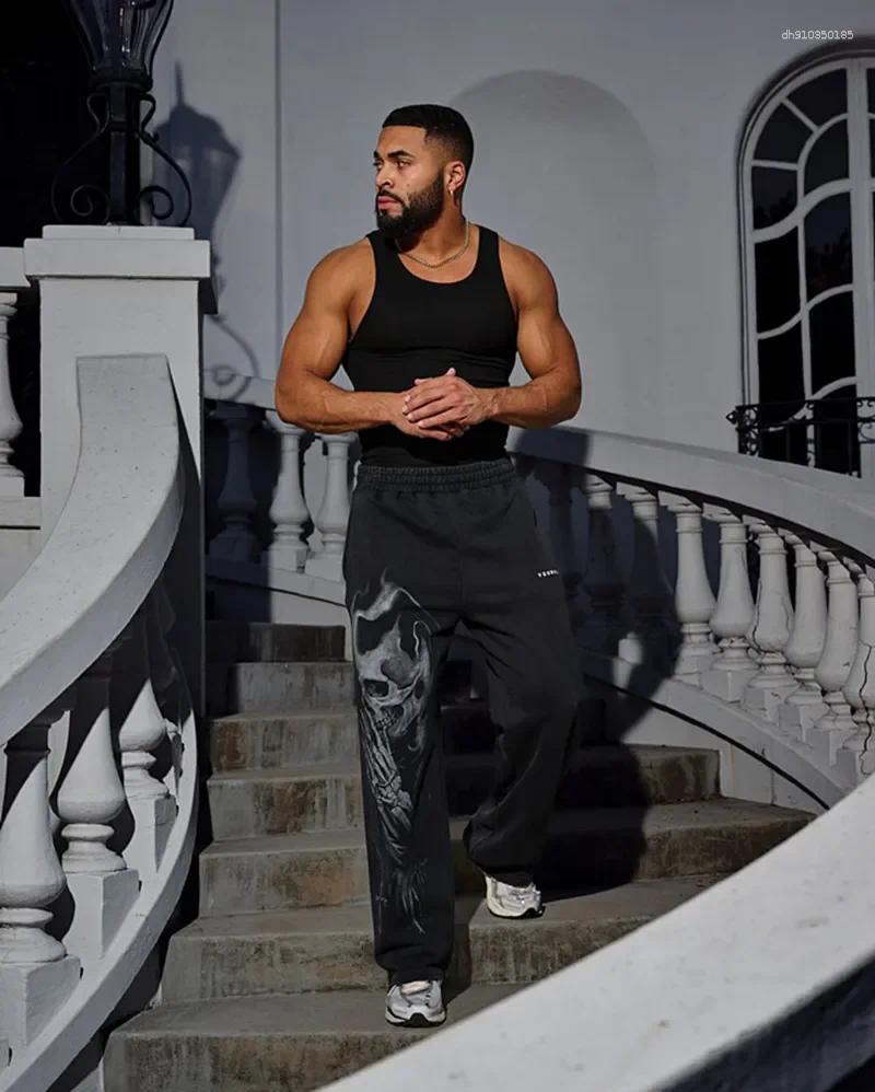 Mens Pants 2025 Men Summertime Style American Trendy Sweatpants Anime Joggers Print Wide-leg Casual Hip-hop Street