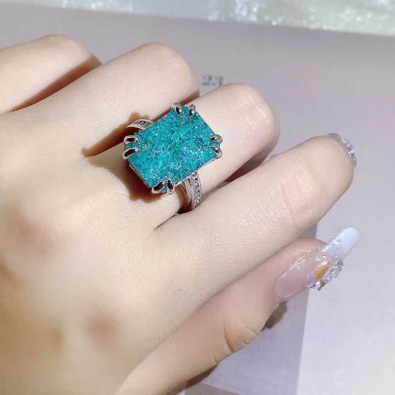 925 silver new arrival Paraiba tourmaline ring charm La finger jewelry silver wedding party wholesale giftsXJ250327