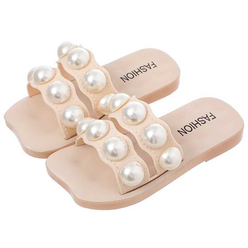 Slipper Girl Summer Slide 2024 New Family Matching Shoes Beach Shoes Childrens Slide Pearl Princess Mom Daughter S25326