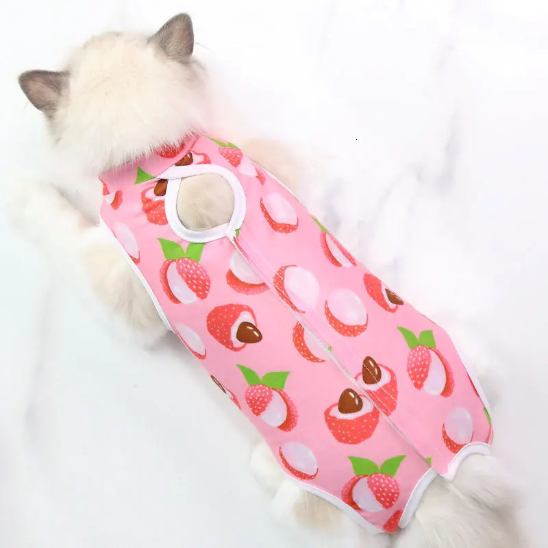Cat Weaning Sterilization Suit Small Dog Cats Jumpsuit Anti-lick Recovery Clothing After Surgery Cute Print Pet Care Clothes 250326