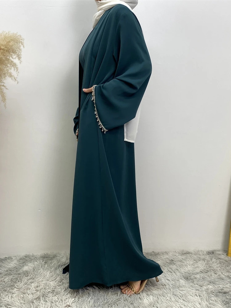 Muslim Abaya Womens 2pieceS etf orE ida lF itrf eaturingd iamondsa ndk imonoOp enco llarop 250326