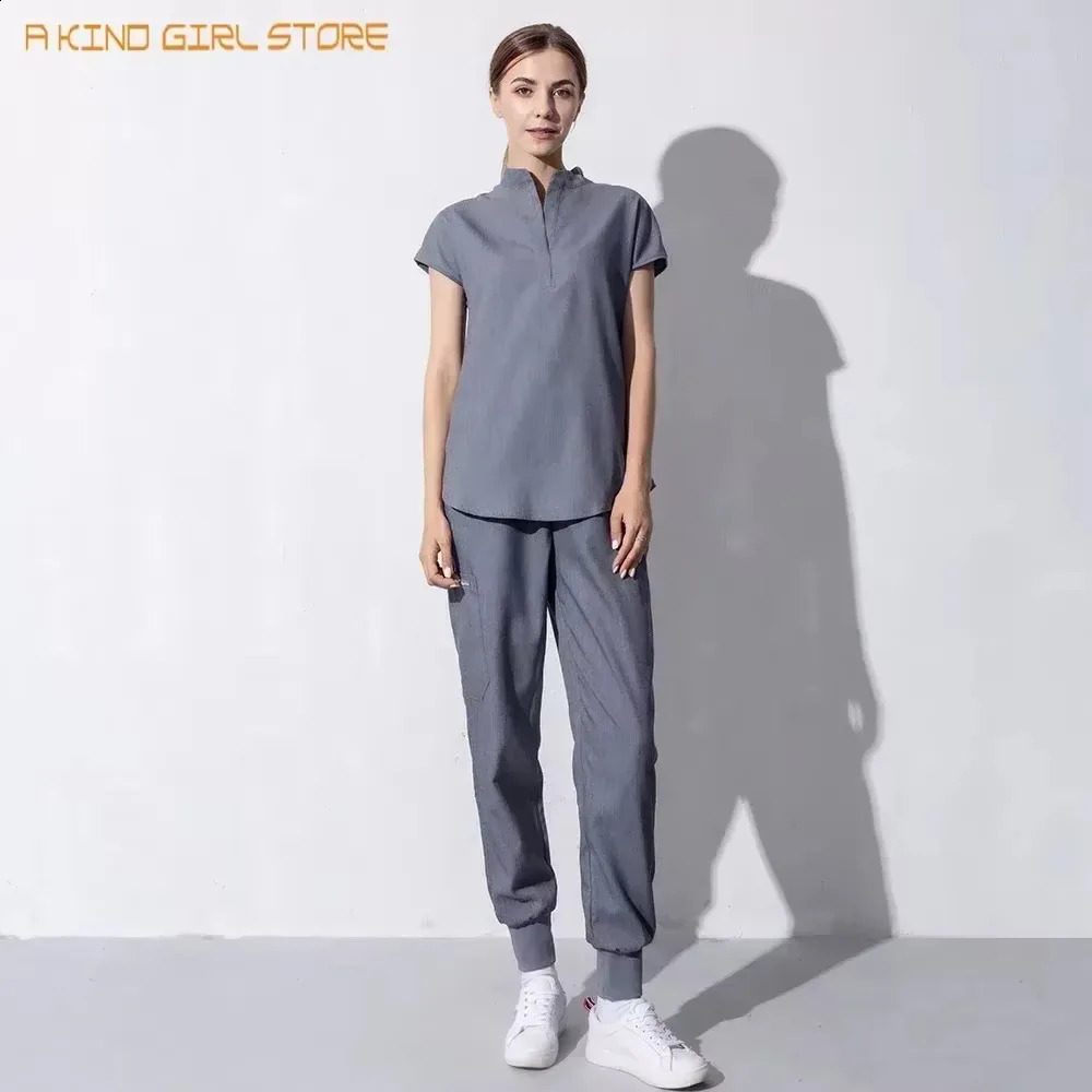 Fashion womens workwear frosted toppants uniform shirt short sleeved pet store doctor nurse nursing w250326