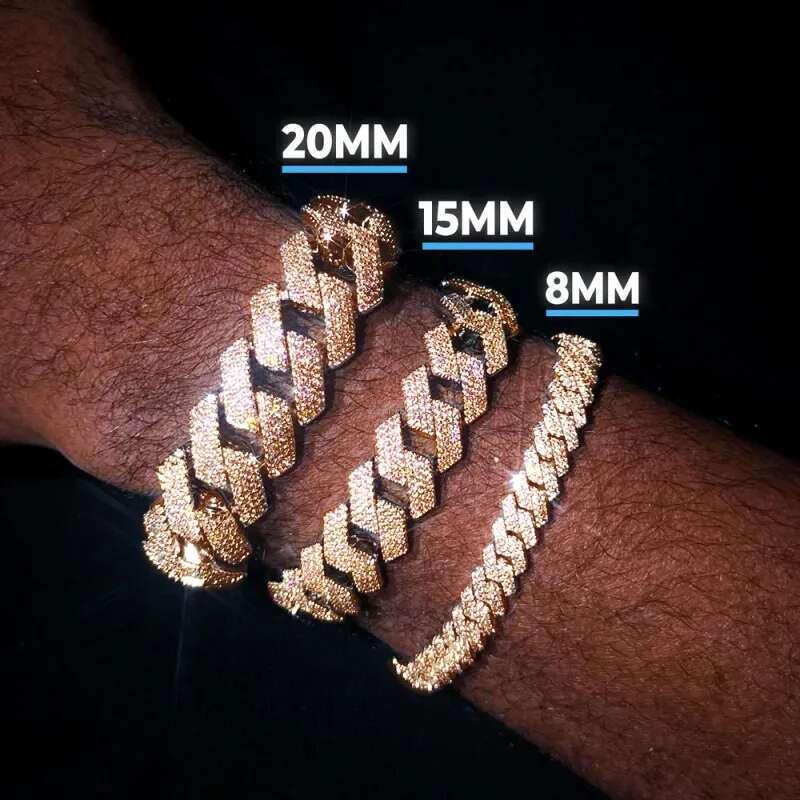 20MM Width Soild Sier Iced Out Moissanite Cuban Chain Necklace for Men's necklace