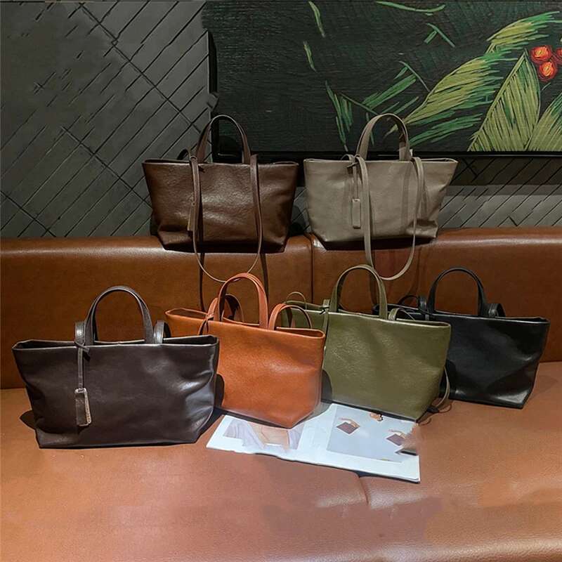 Real Genuine Leather Large Shoulder Bags For Women 2025 Designer Trapeze Shopping Tote Office Ladies Handbags