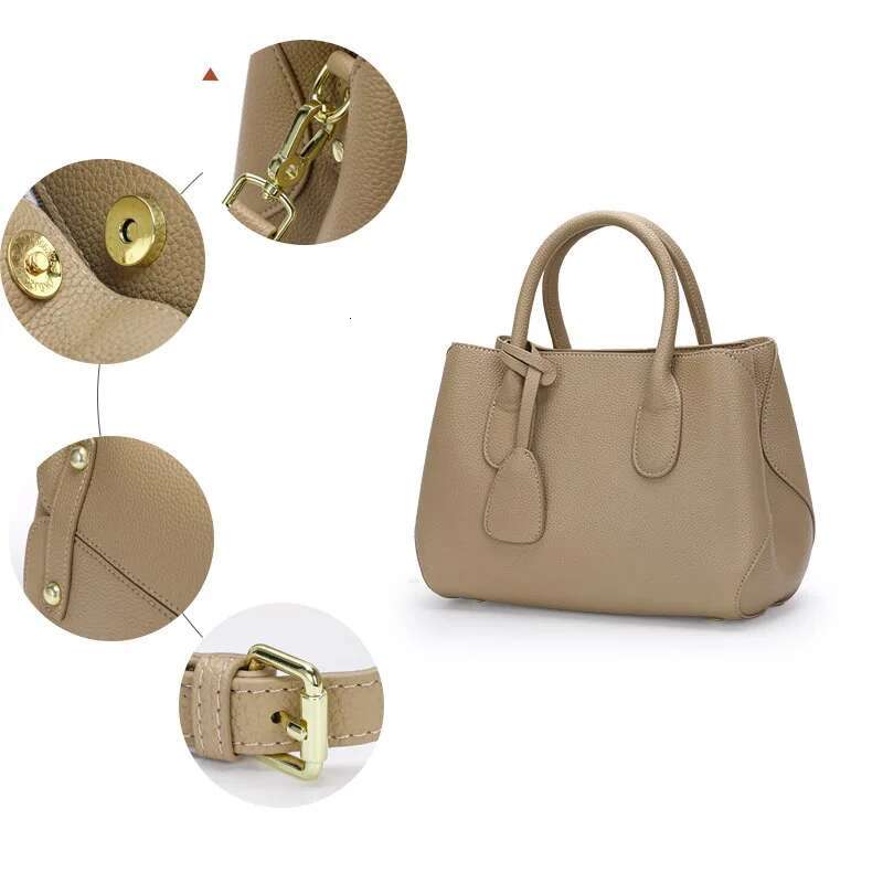 Aidrani Fashion Genuine Leather Women's Large Capacity Handbag Solid Color Multi Functional Shoulder Crossbody Mom's Bag