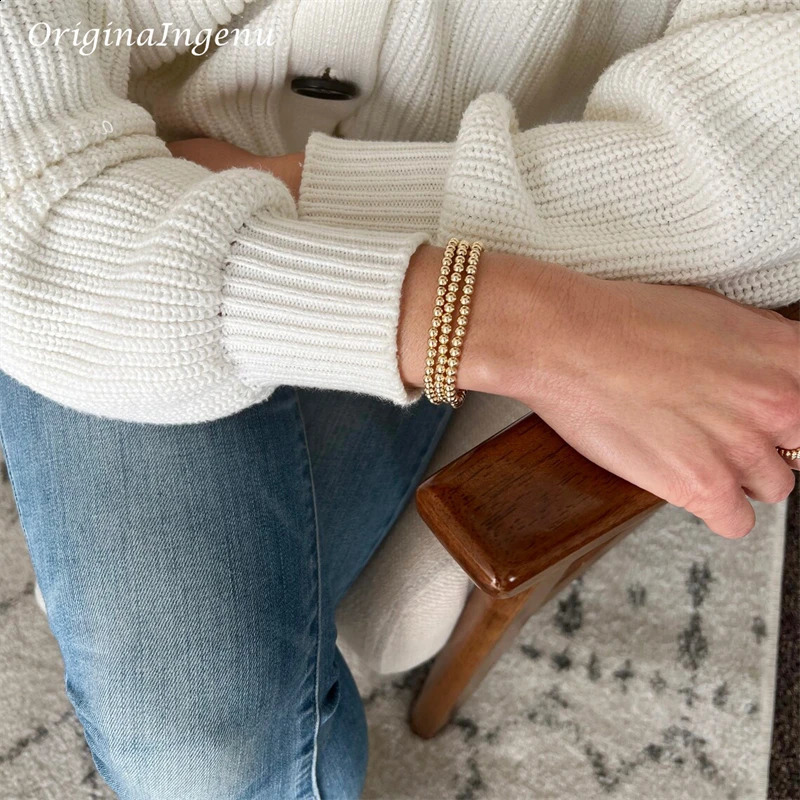 Elasticity Handmade Gold Beads Bracelet 14K Gold Filled Bracelet Tarnish Resistant Jewelry Boho Vintage Women Jewelry 250318
