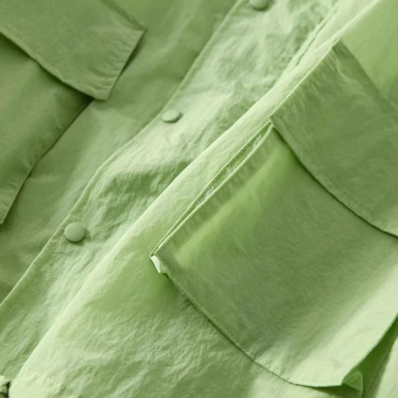 Summer Korean Sunscreen Clothing Jacket Womens UV resistant Thin Loose Casual Womens Pocket Windproof Jacket Womens Top 250321