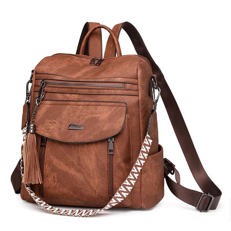 2025 New Fashion Purse For Women Casual 5Colors Vegan Leather Shoulder Bag Ladies Zipper Magnetic Flap Backpack