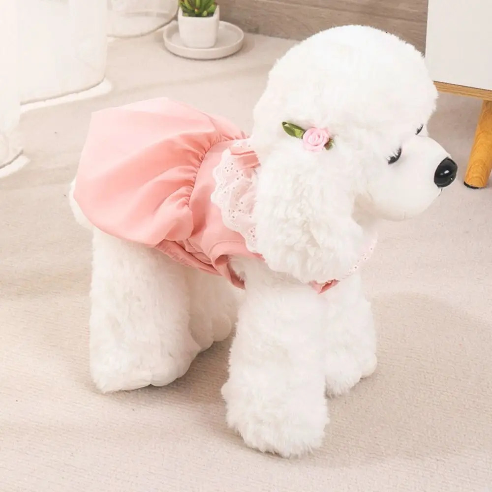 Summer Solid Color Cat Princess Dress Breathable Soft Cat Lace Skirt Elastic Thin Cat Dog Costume 250326