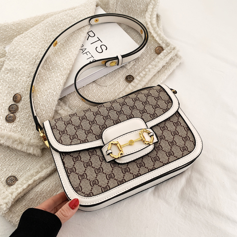 design bag new Fashion retro printed small square bag, saddle bag all-match shoulder crossbody bag trendy