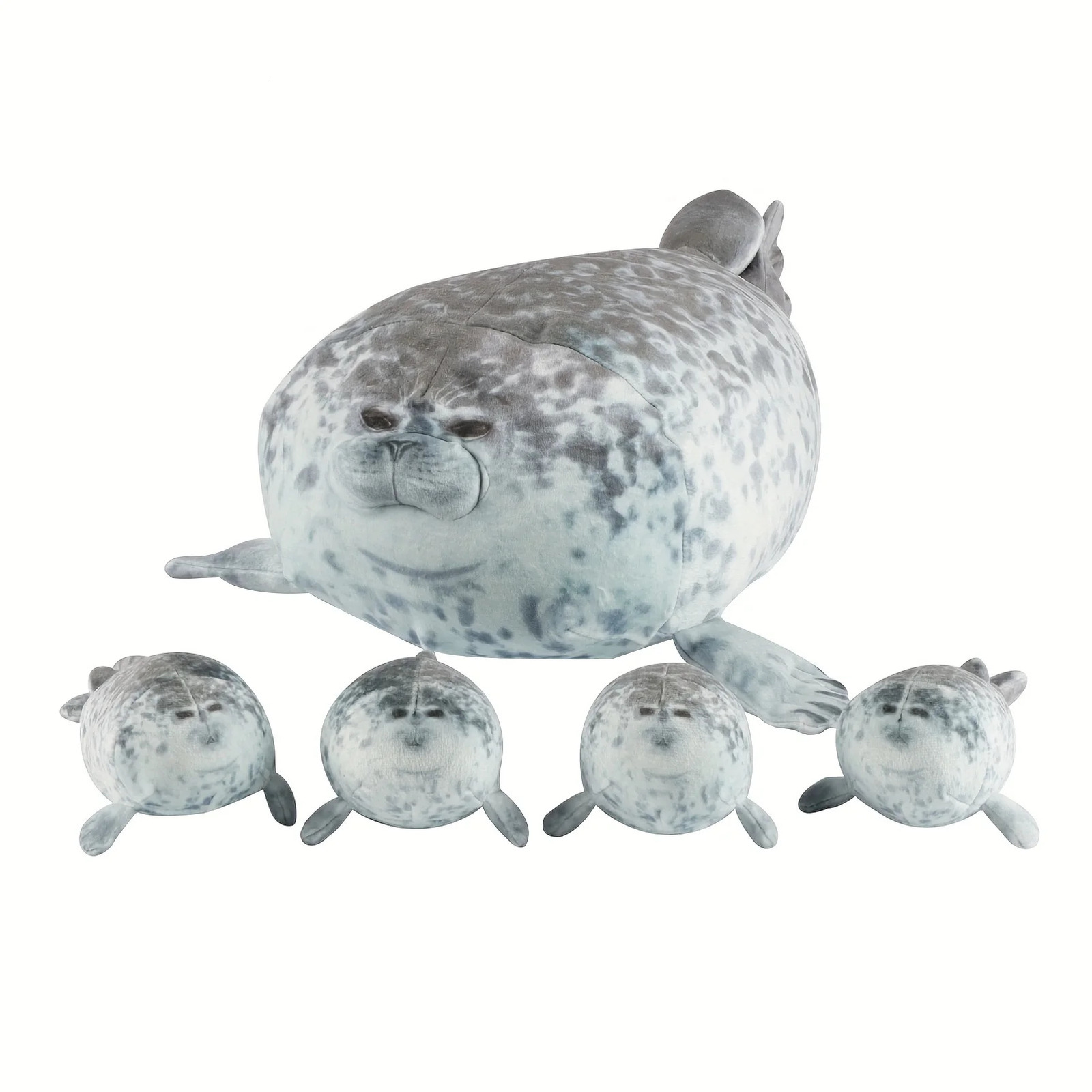 40cm Plush Blob Seal Pillow Mother with Four Kids Seal Chubby 3D Novelty Sea Lion Doll Stuffed Toy Pillow Gifts for Kids Girls 250326