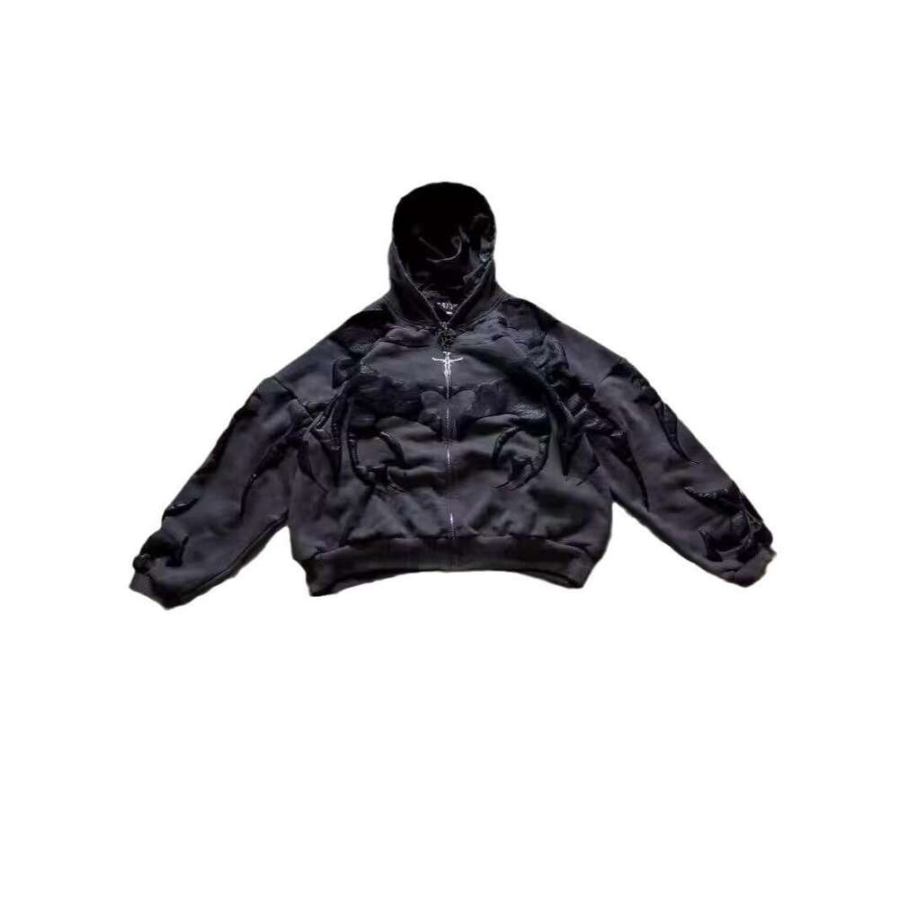 American Spring New Foam Printed Street Dark Harajuku Unisex Loose Zipper Hoodie gift for man