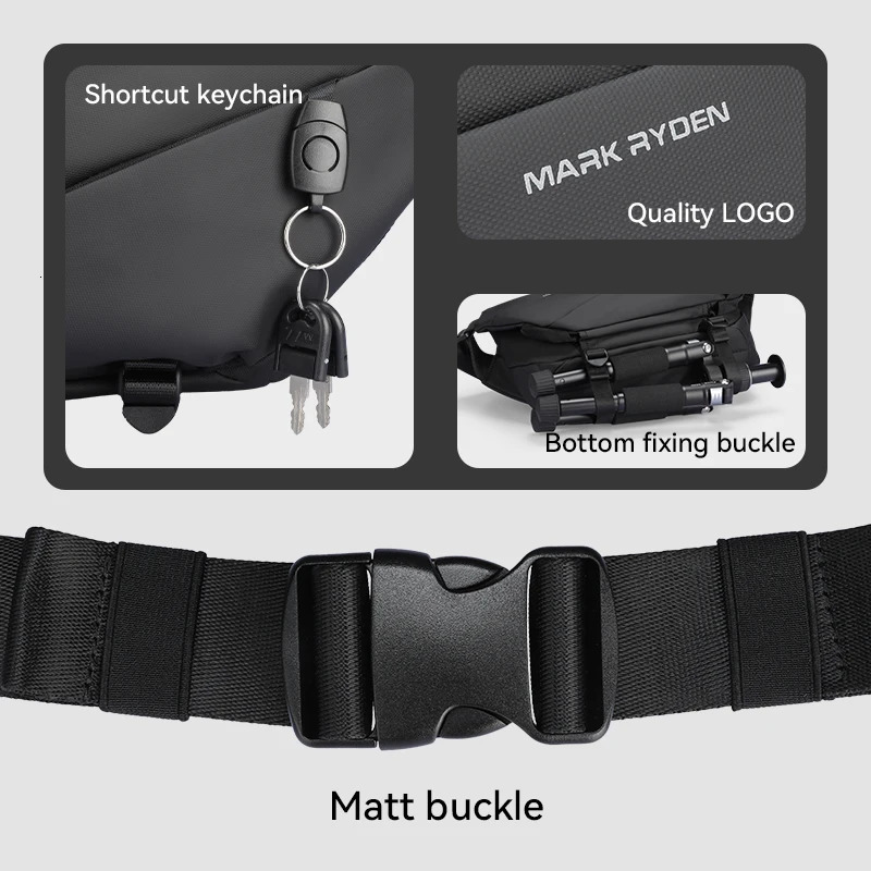 MarkRyden Voyager Multi functional large capacity leather cross body bag umbrella mens messenger shoulder black 250326