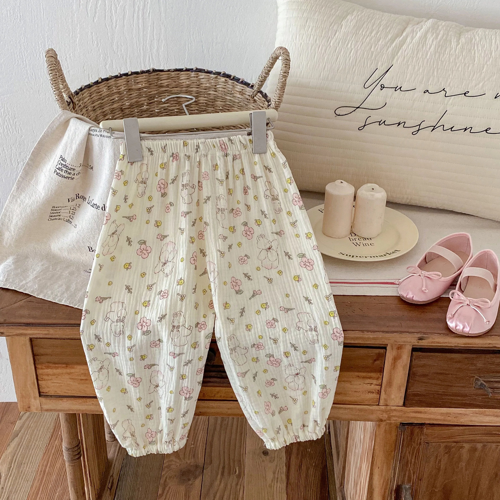 Baby cotton pants toddler boy casual harem spring and summer cute soft clothes 250325