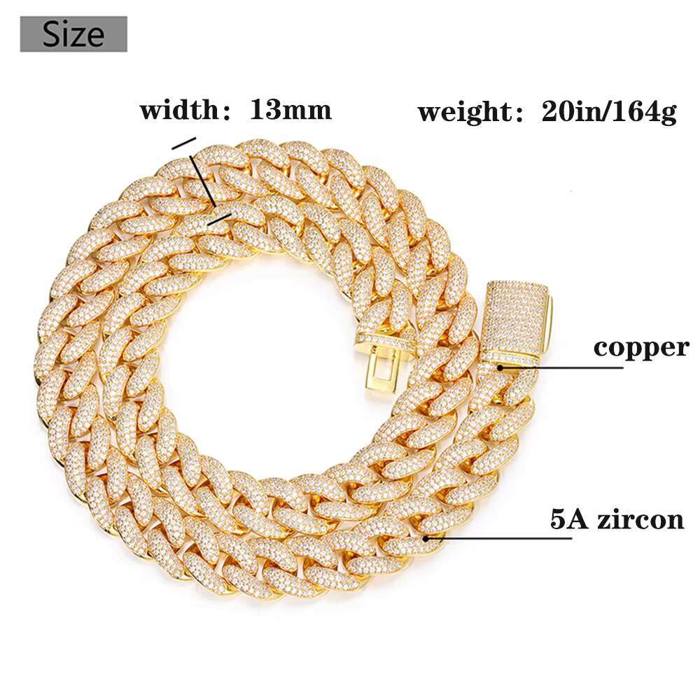 Mens Exclusive Cuban Chain Necklace 18K Gold Plated - Copper Zircon Custom Jewelry Gift