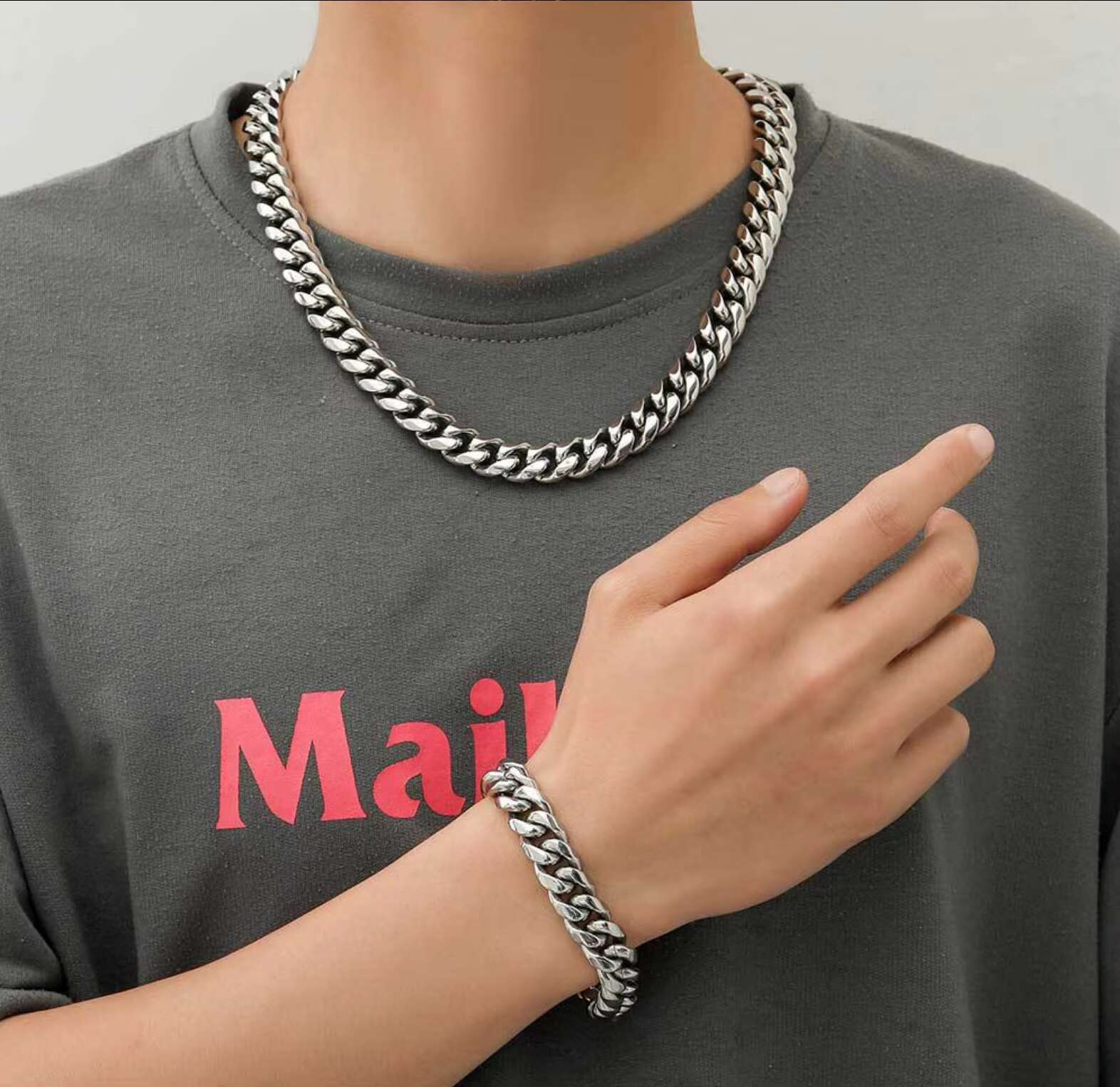 Wholesale Stainless Steel Chain Necklace Custom Design Monaco Necklace Hip-Hop Gold Plated Miami Curb Cuban Link Chain for Men