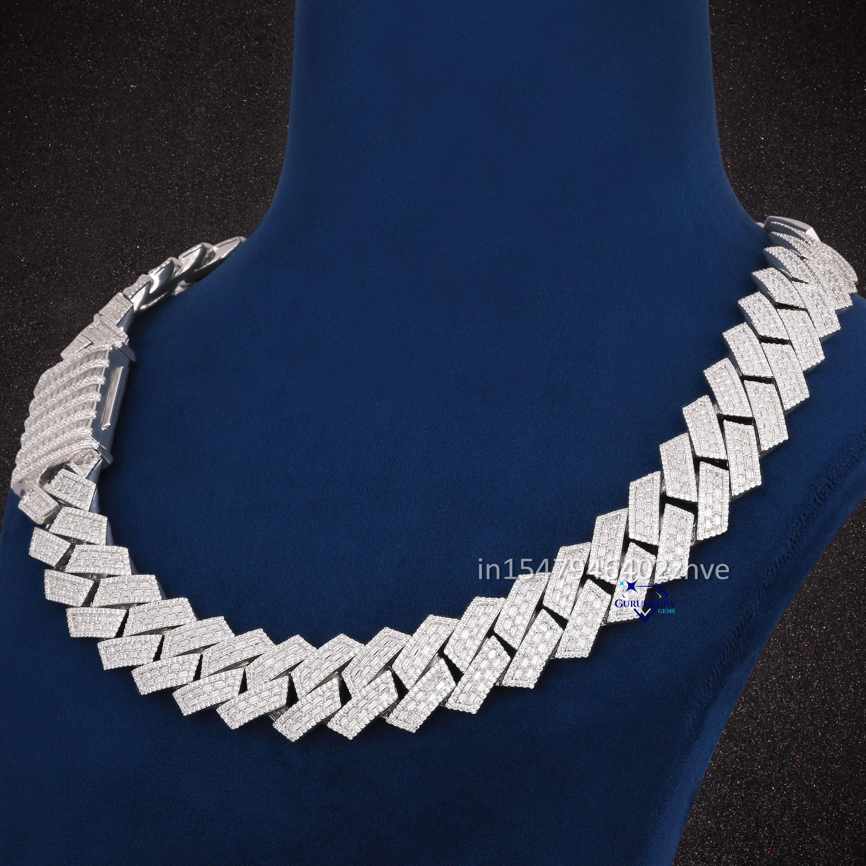 Cool Hip Hop Jewelry Necklaces Moissanite Diamond Round Baguette Cut Miami 22 MM Cuban Link Chain For Reppar Style