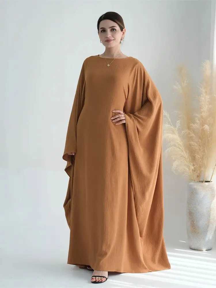 Ramadan Eid Crepe Batwing Butterfly Modest Abaya Dubai Luxury 2024 Muslim Hijabs Kaftan Dress For Women Ka Vestidos X2505141