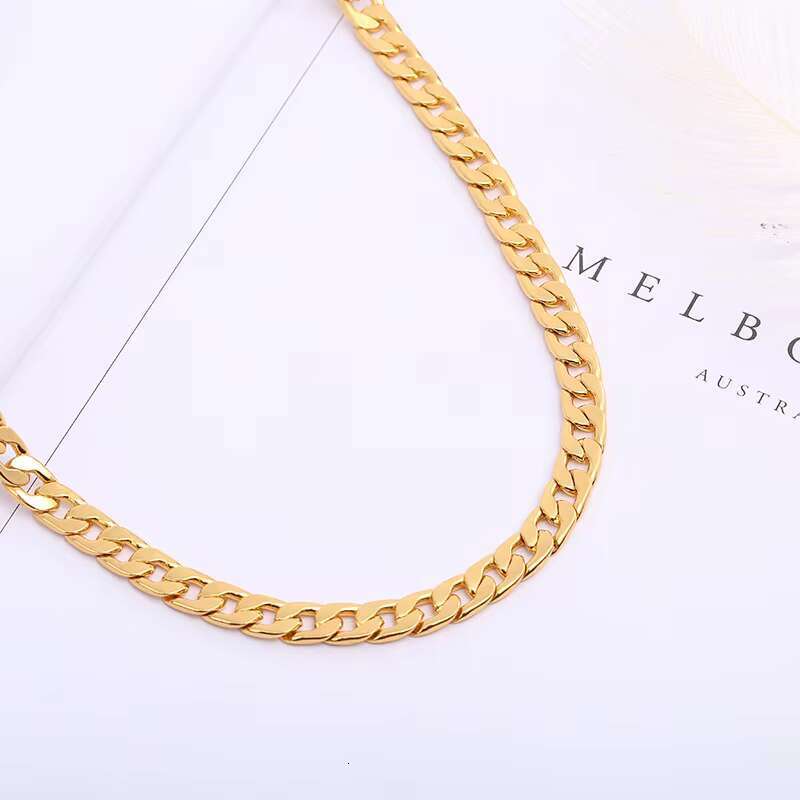 Fashion Hiphop Mens 18k Gold Plated Stainless Steel Cuban Link Chain Necklace for Men Jewelry