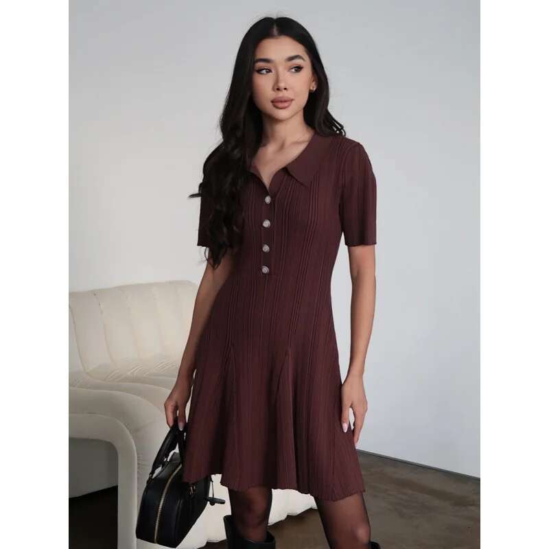 Dongdumaoyi Sexy Mini Jurk Gebreide Hoge Taille Paraplurok Lente Zomer Vintage Elegante Korte C