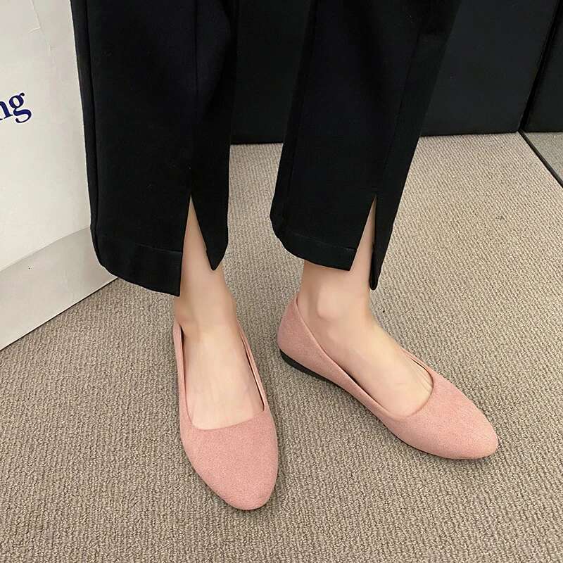 Plus Size 35-42 Women Slip on Candy Color Woman Boat Shoes Black Faux Suede Ladies Ballet Flats