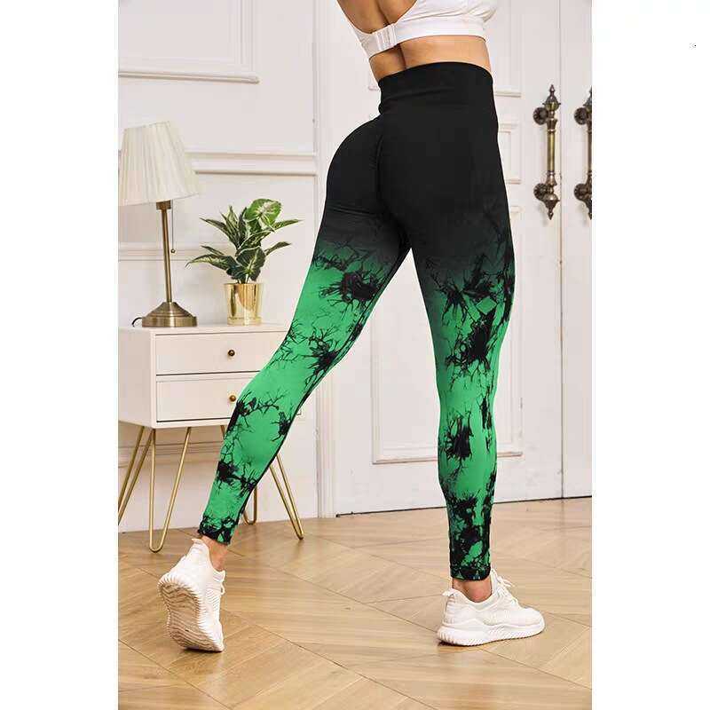 Women Yoga Pants Peach High Waisted Tie Dye Sexy Exercise Training Fitness Elasticity Tight Fitting Show Buttocks Internet Famous Hip Lifting Yoga Pan