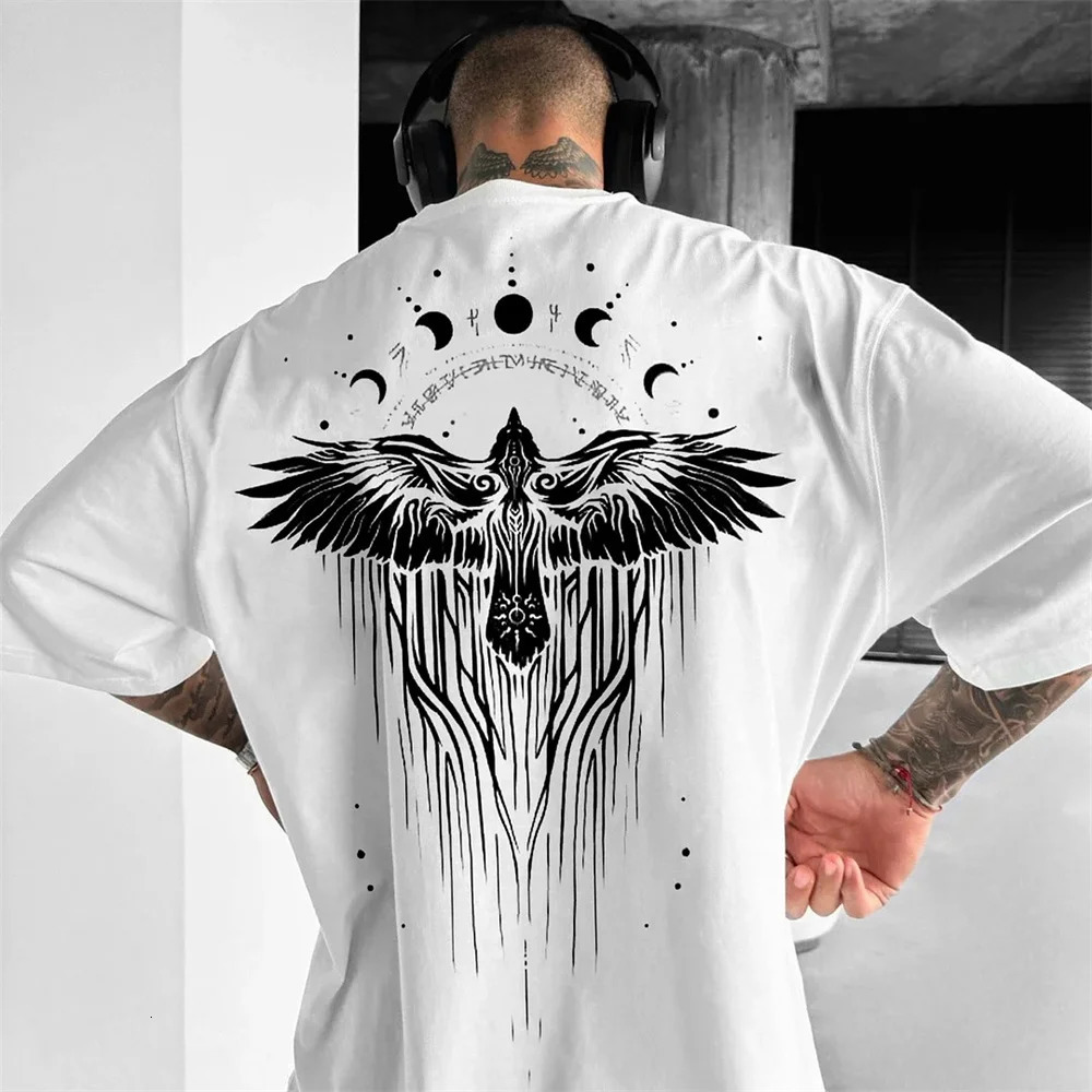Ethnic totem graphic mens Tshirt summer street Y2K cotton short sleeved casual retro top 250318