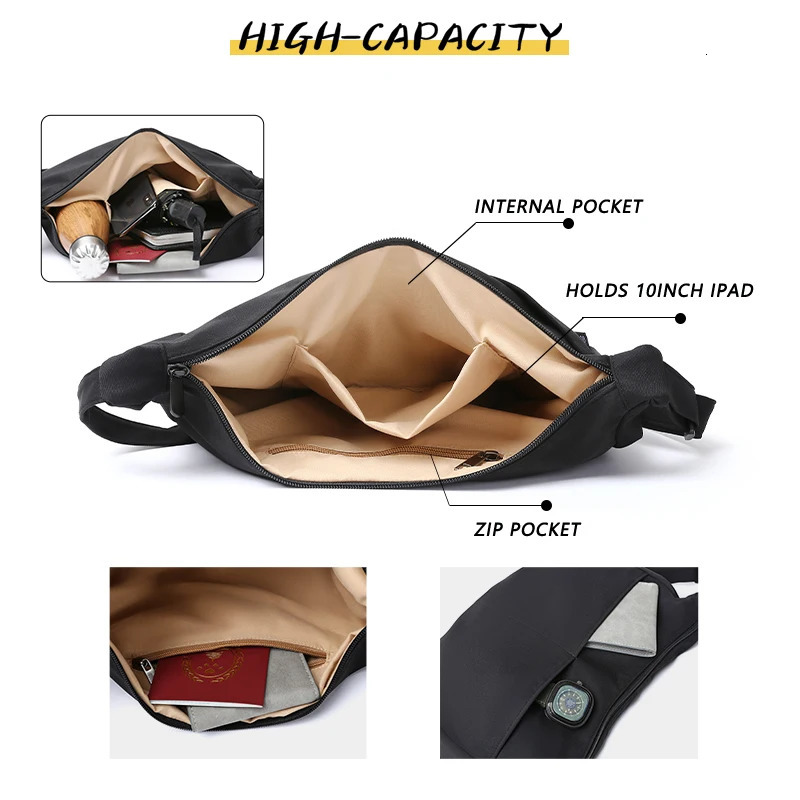 Lightweight messenger bag with fashionable 10 inch iPad large capacity packaging suitable for mens and womens multifunctional banana cross body bags 2