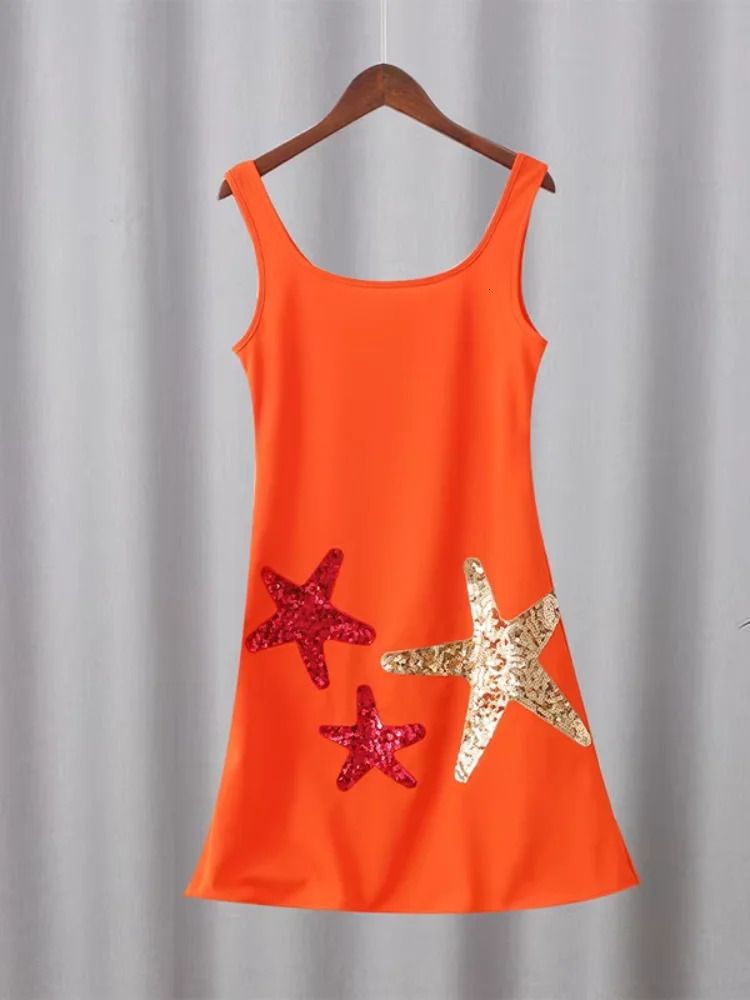 Fashion Sparkling Star Printed Ruffle Womens Mini Dress Elegant Sleeveless Ruffle Knitted Ball Dress Womens Party Dress 250322