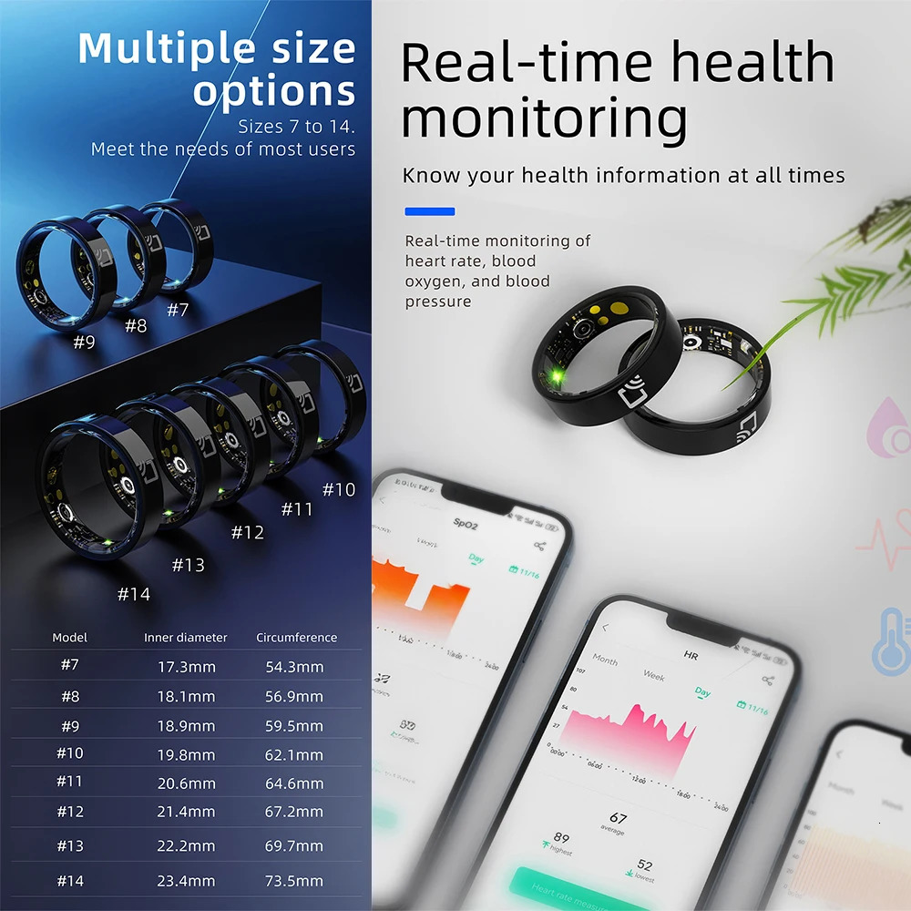 R20 Ceramic Smart Ring Supports NFC Access Control 7mm Ultra Thin Suitable for Men Women Heart Rate Blood Pressure Oxygen IP68 Waterproof 250322