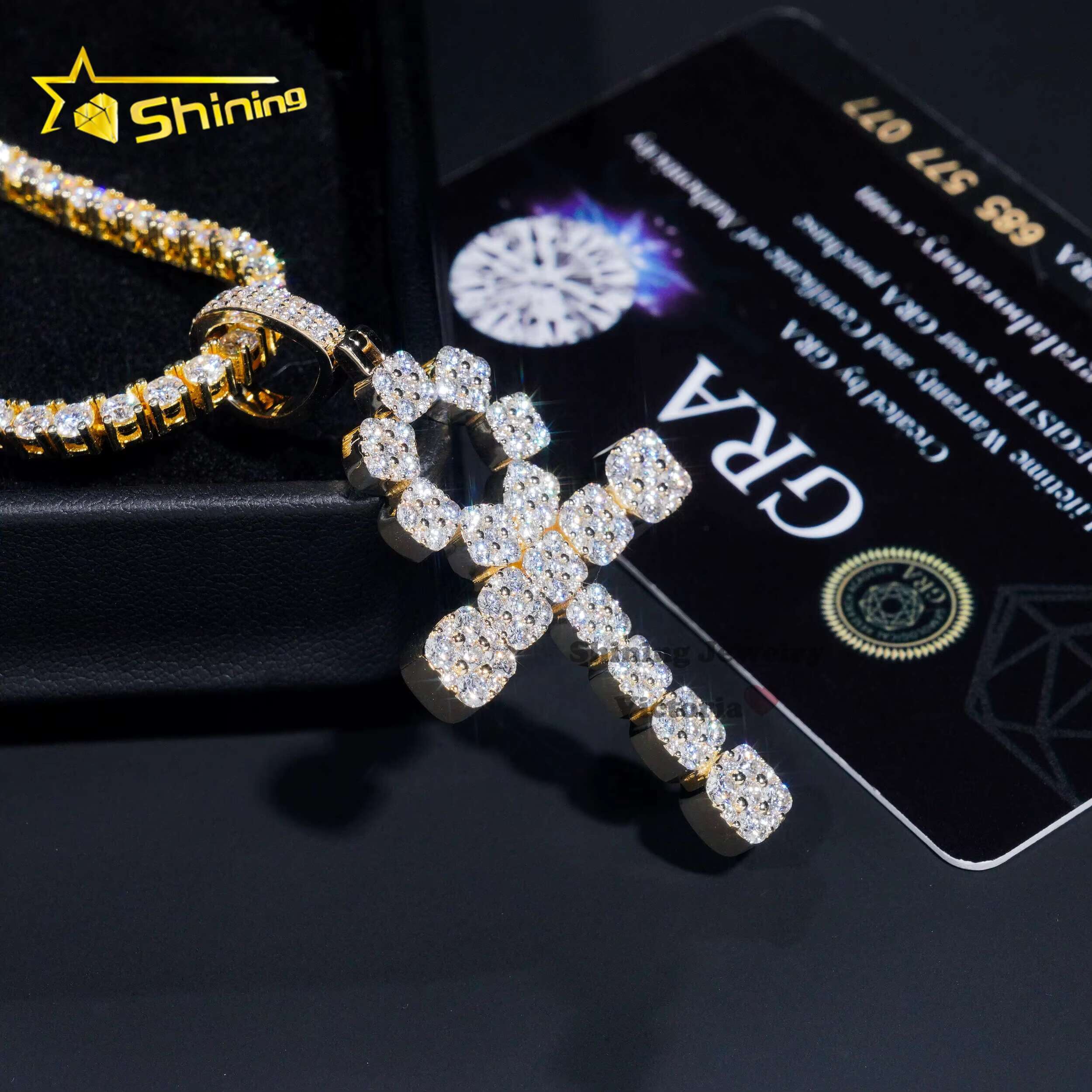 Soild Gold Diamond Trendy Jewelry Custom Hip Hop Pendant Necklace 10K Real Gold VVS Moissanite Cross Pendant for Men Women
