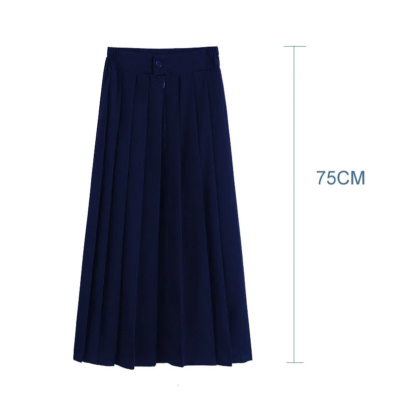 Elastic waist Japanese student girl school uniform solid color set pleated skiing shortmediumlong high dress 250326