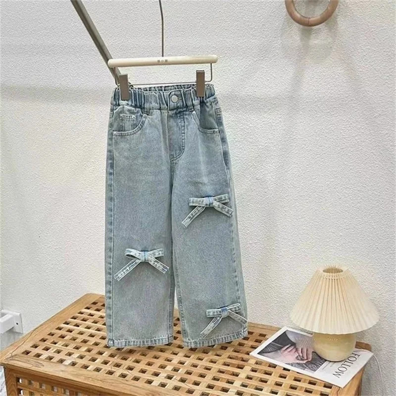 Childrens Clothing Sets Girls Bow Top Suit Kids Short-Sleeved T-Shirt Jeans 2 Pieces Summer Sweet Fashion Outfit 3-10 Years 250326