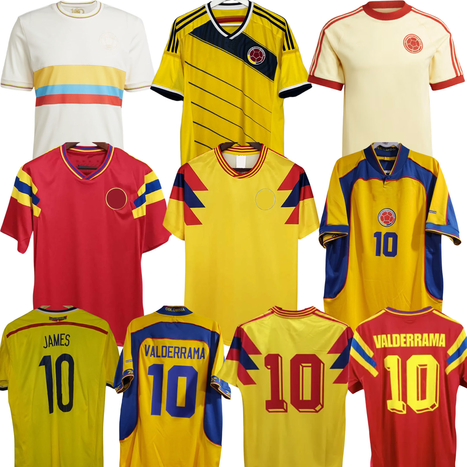 #10 Valderrama soccer jerseys Guerrero Colombia 1990 Retro classic commemorate antique Collection vintage home yellow football shirt 01 02 2014 JAMES FALCAO