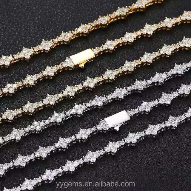 Fashion Jewelry S925 Sterling Silver Gold Plated VVS Moissanite Diamond Chain Cuban Chain for Hip Hop