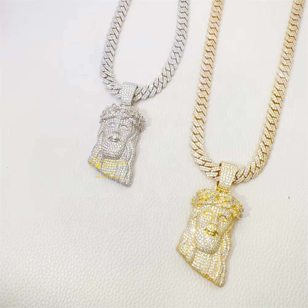 925 Sterling Siver Sparkle Fancy Shape Cluster Custom Mens GRA Moissanite Vvs Jesus Head Hip Hop Jewelry Iced Out Pendant