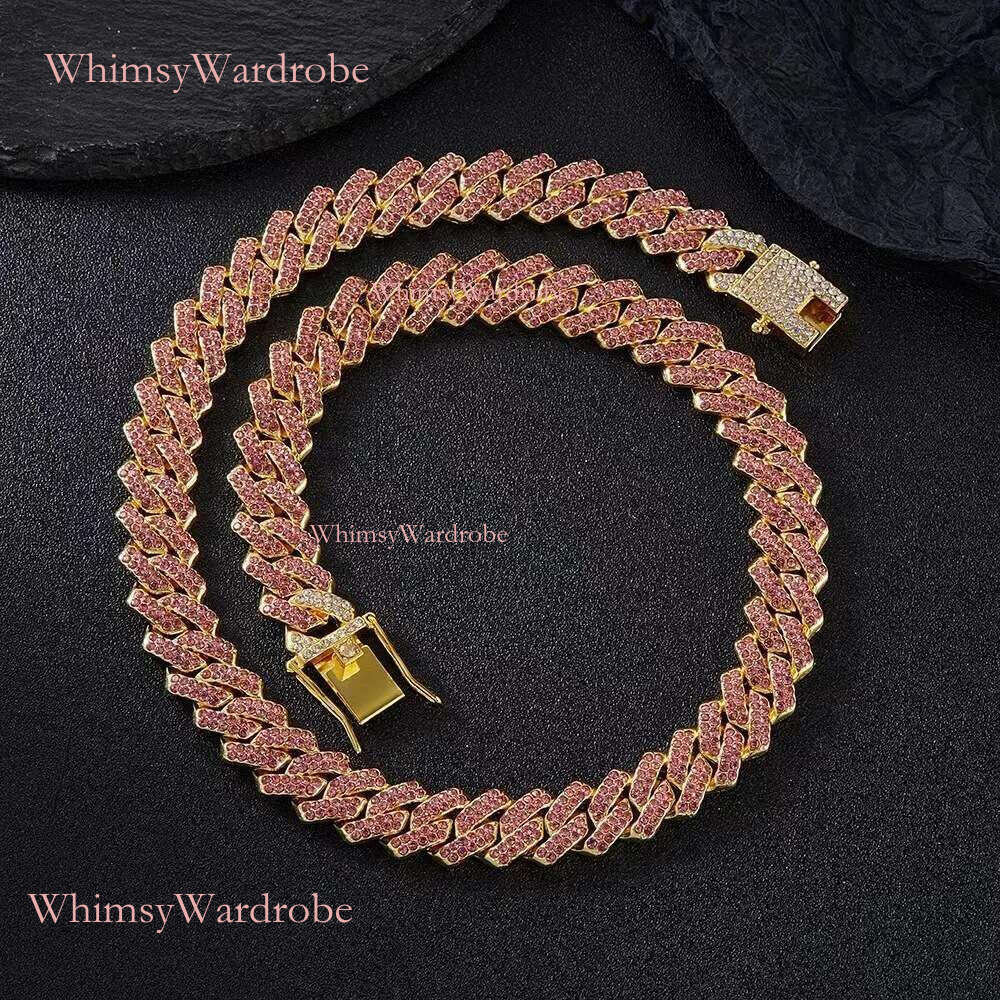 High Quality 18 MM 3 Rows VVS Moissanite Jewelry Rose Gold Plated Cuban Chain Hip-hop Necklace For Men Or Women