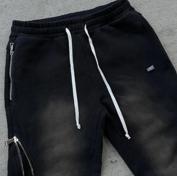 Retro zipper design sense sweatpants men and women Europe and the United States casual pants high street slacks trend wide-leg pants