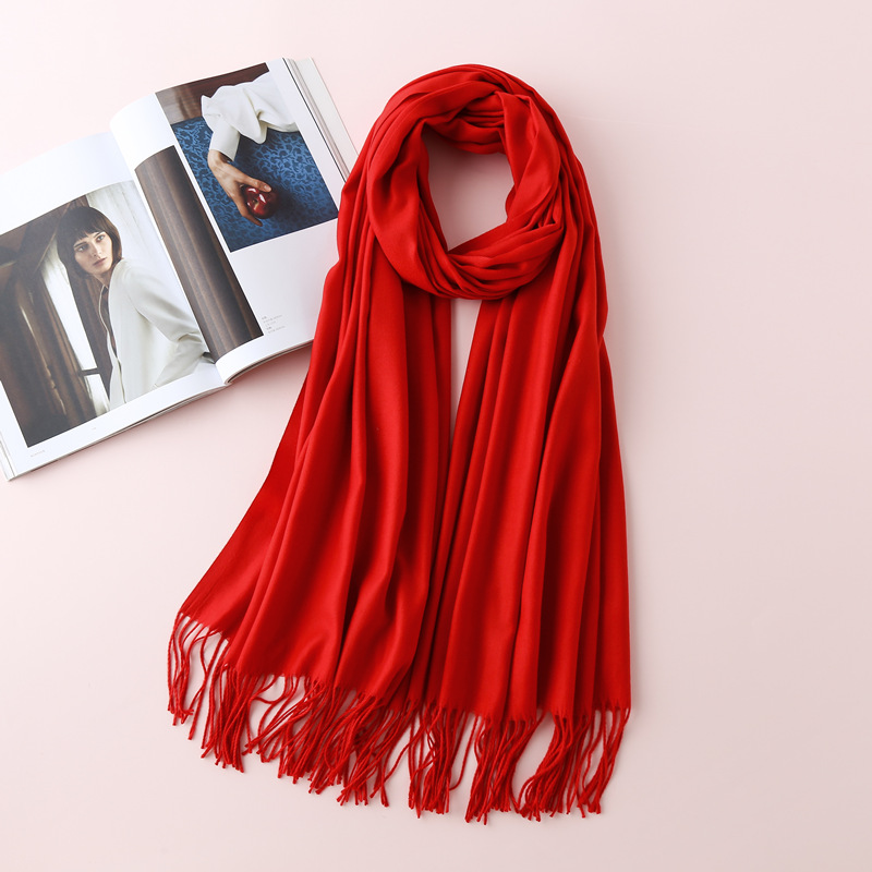 K248 Six pure color imitation cashmere scarves for women, single color warm scarf shawls for women, gifts, big red scarves, wholesale and distribution