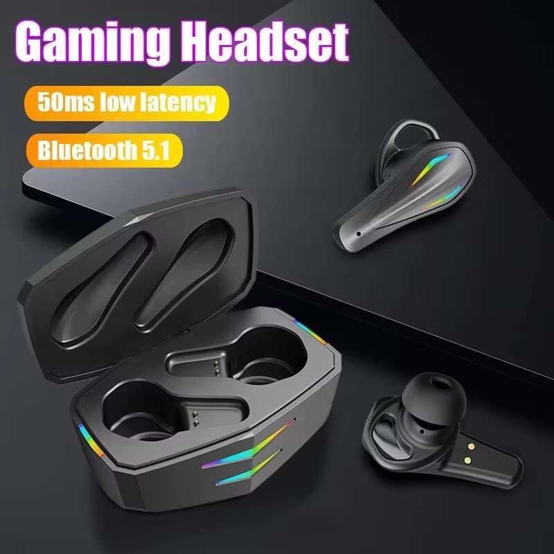 Factory G002 Earphone Low Latency Wireless Game Headphones In-ear Cool Lights Tws Gaming Earbuds with Charging Case