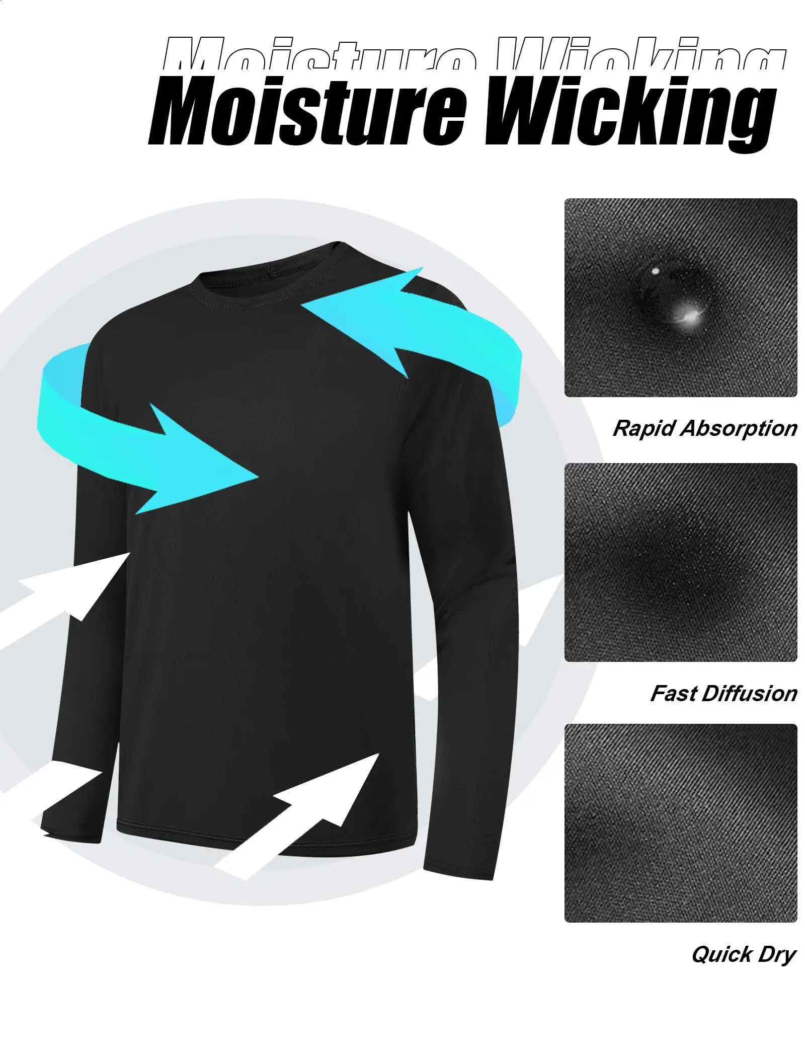 5 packs of long sleeved mens moisturizing Wicking Tshirt sports and casual 250327