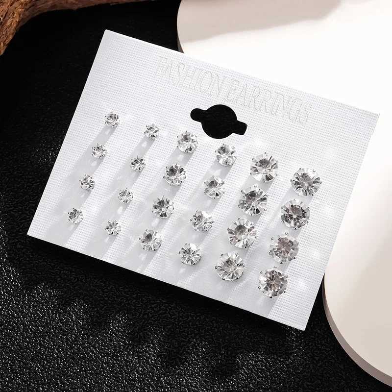 New set of 12 pairs/pack white sparkling wedding stud earrings suitable for women men crystal jewelry and Accor jewelry earringsXJ250327